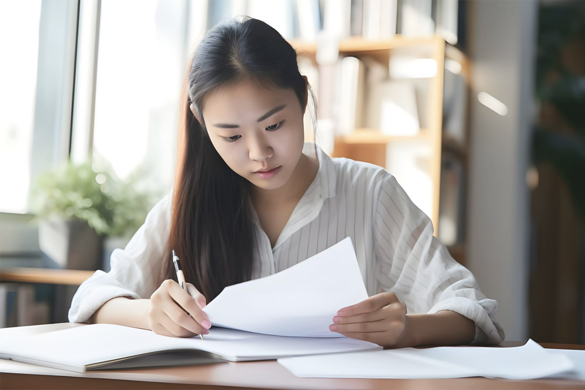 予習中の女子生徒