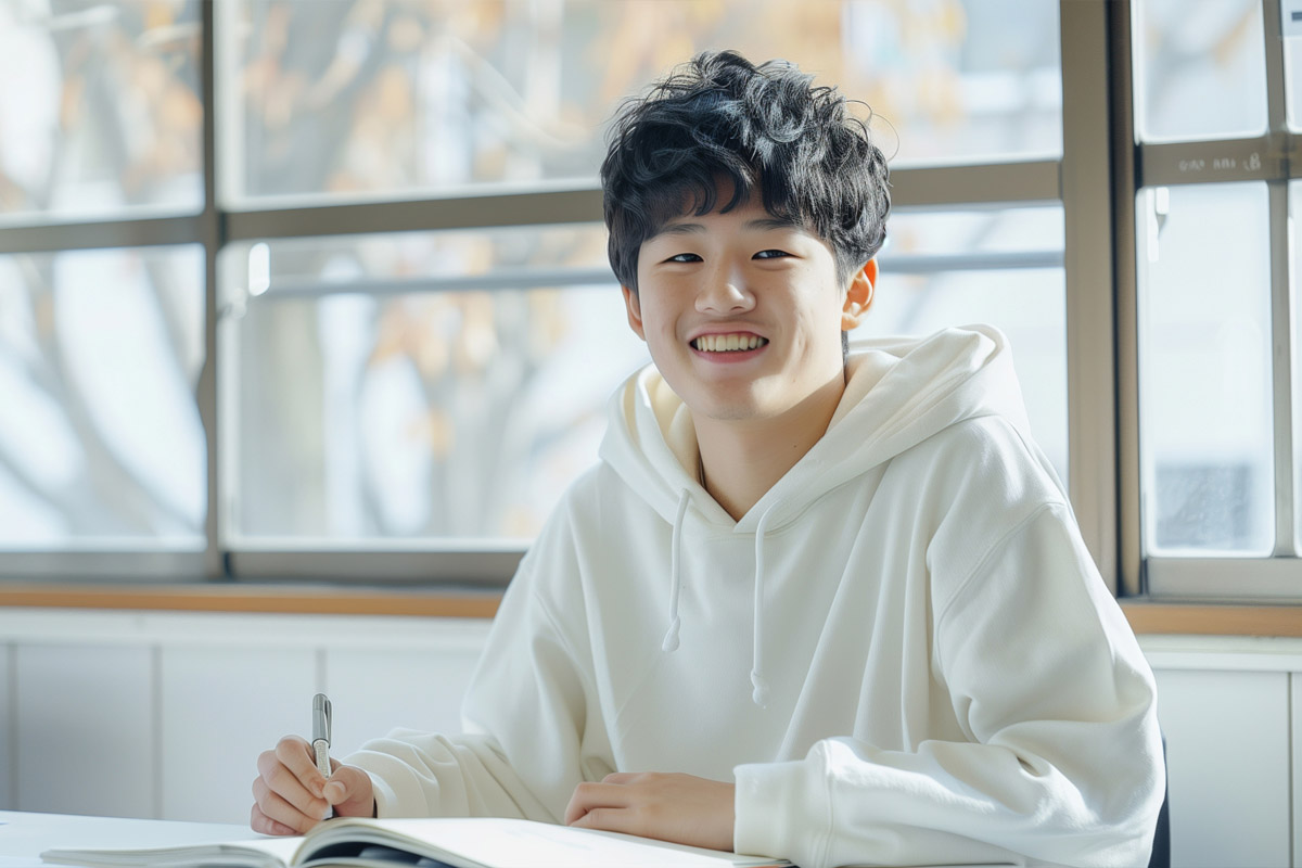 授業中の男子生徒