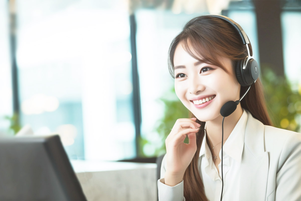 入塾の手続きの流れを説明する女性