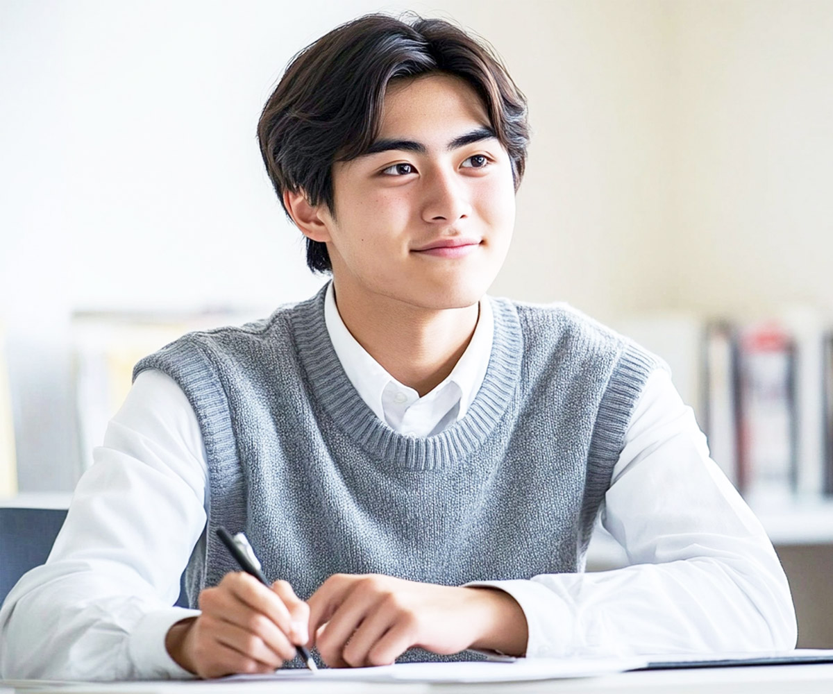 授業中の男子生徒